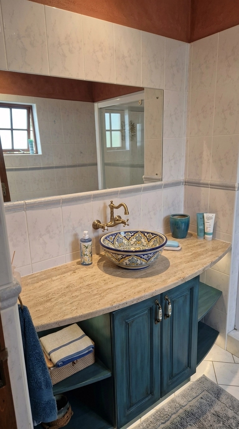 Bathroom interior in Mediterranean style — photo by GenRoom AI