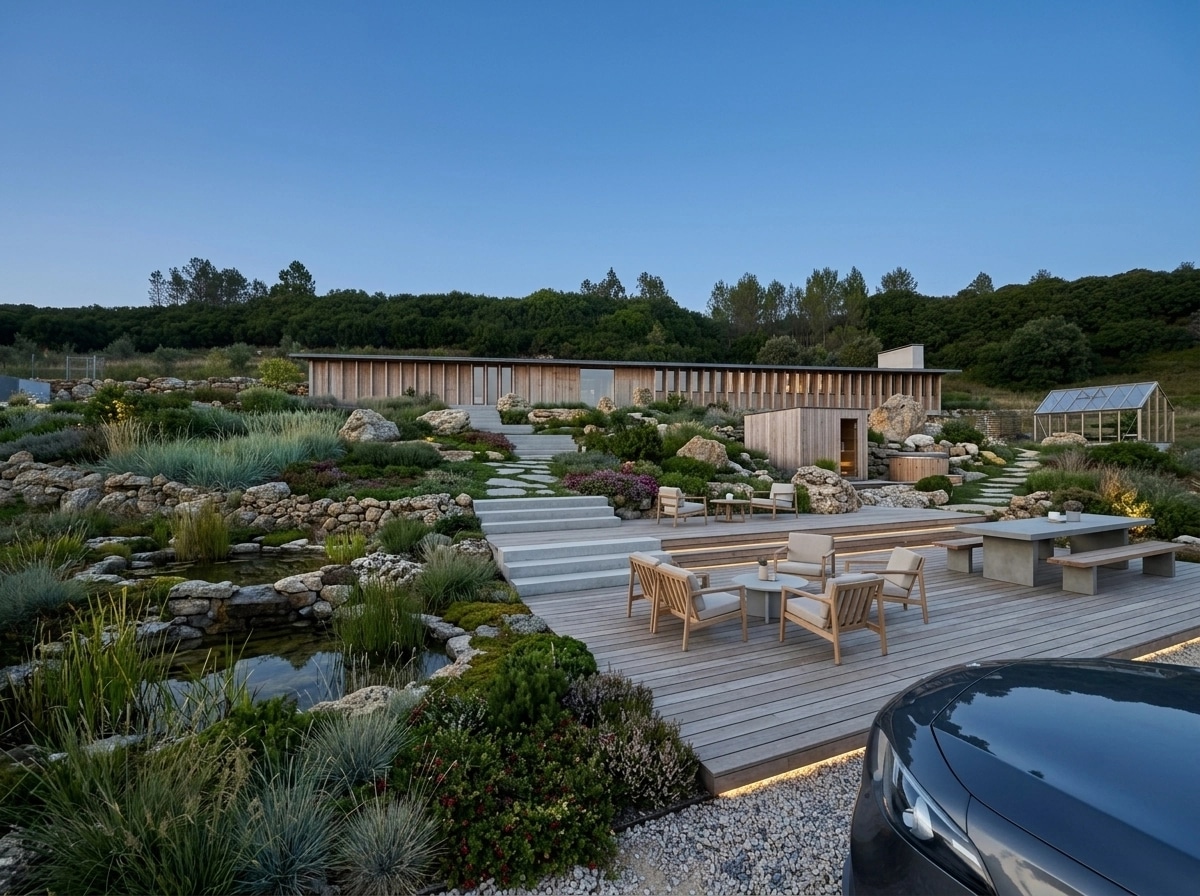 Landscape design in Scandinavian Garden style — Yard by GenRoom AI
