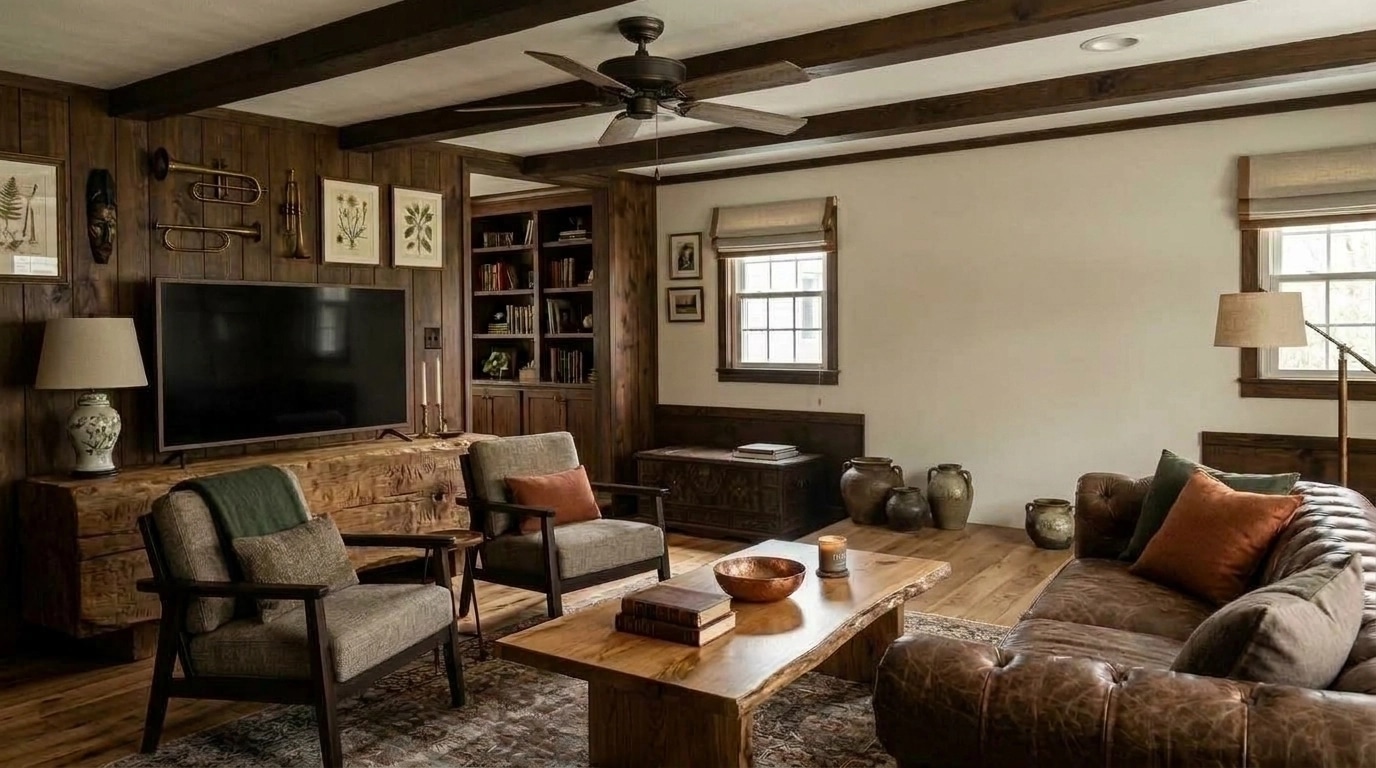 Interior design in Rustic style — Living Room by GenRoom AI