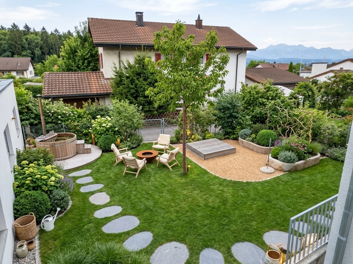 Landscape design in Scandinavian Garden style — Yard by GenRoom AI