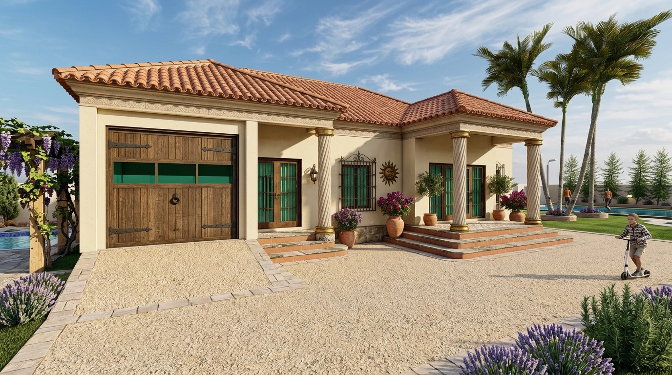 Diseño de fachada en estilo Mediterranean Facade — Fachada por GenRoom AI