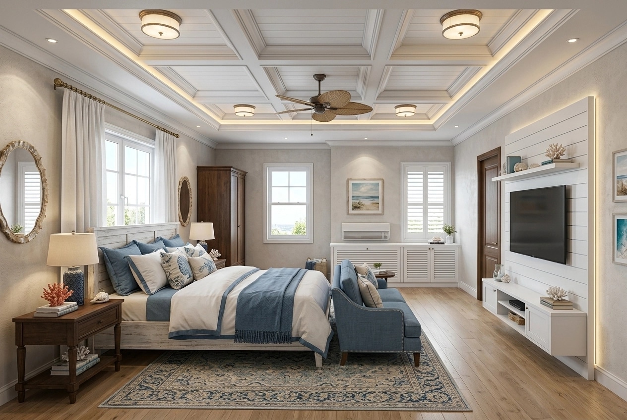 Interior design in Coastal / Hamptons style — Bedroom by GenRoom AI