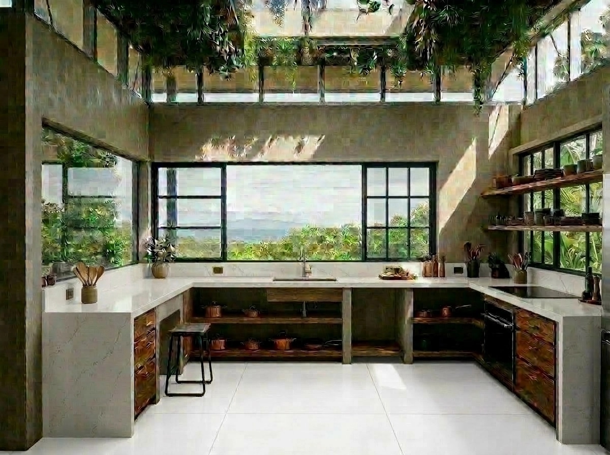 Kitchen interior in Biophilic style — photo by GenRoom AI