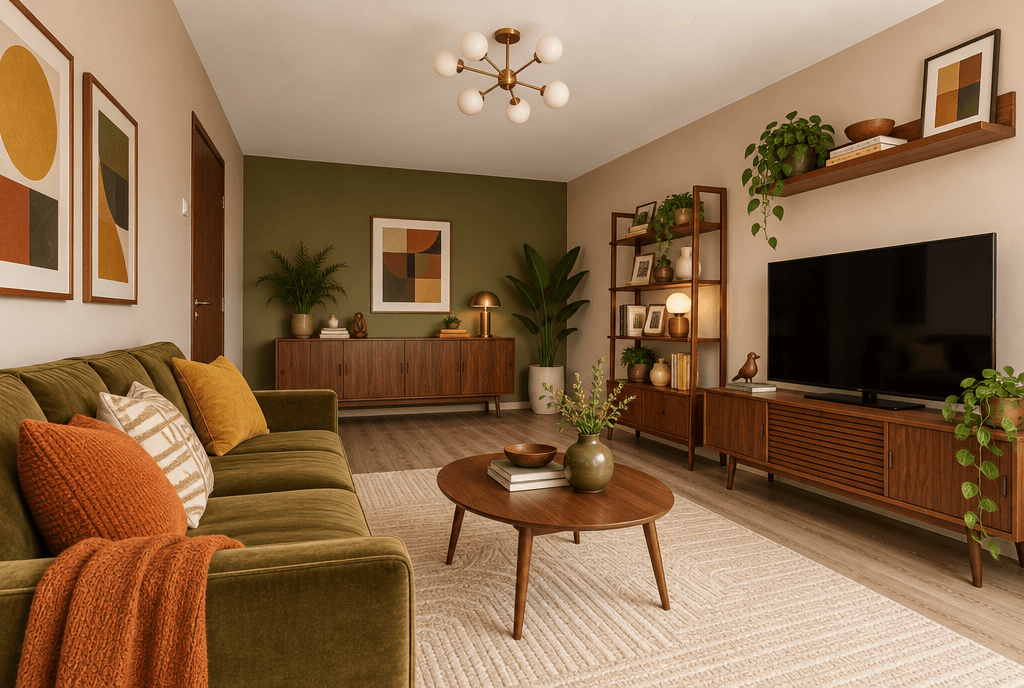Mid-Century Modern Living Room design — interior photo by GenRoom AI