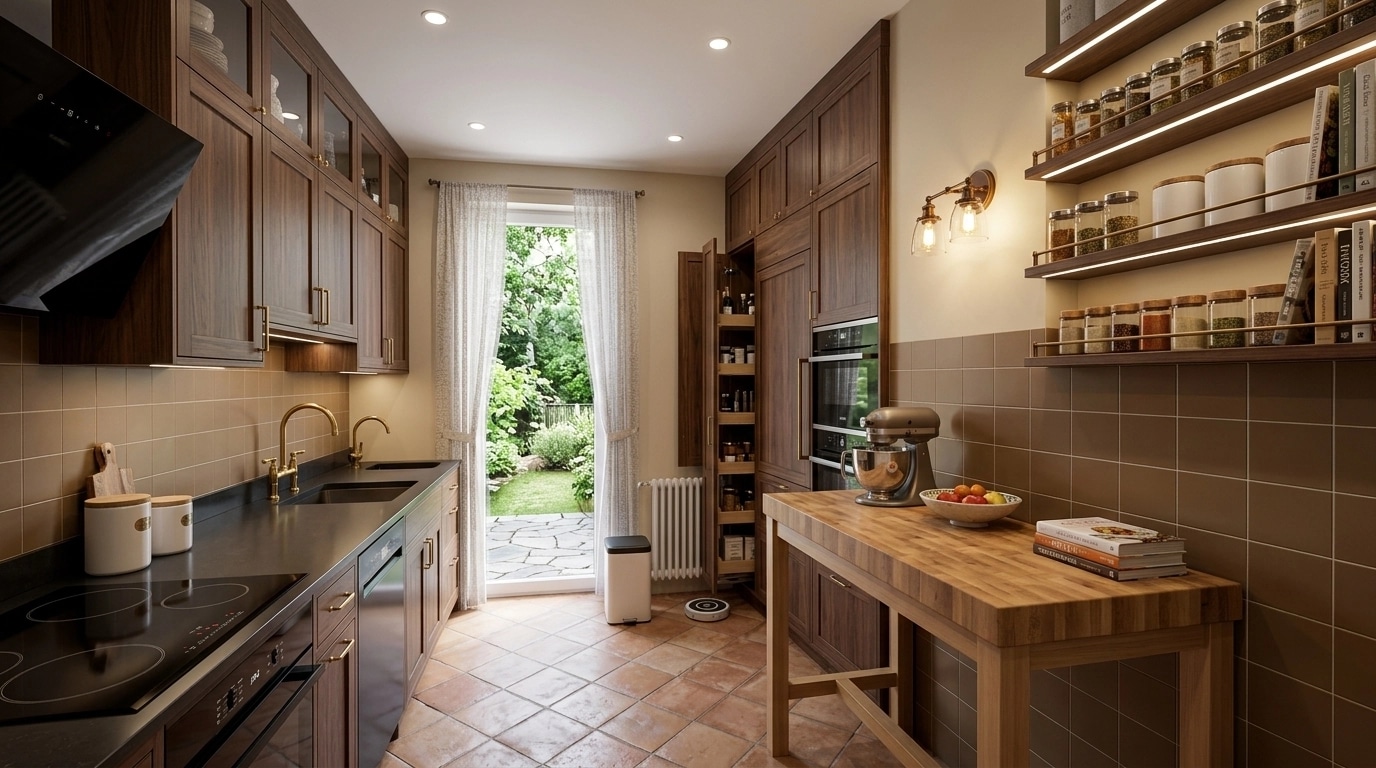 Kitchen interior in Transitional style — photo by GenRoom AI