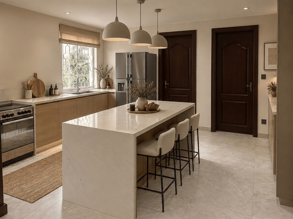 Reka bentuk dalaman dalam gaya Minimalism — Dapur oleh GenRoom AI