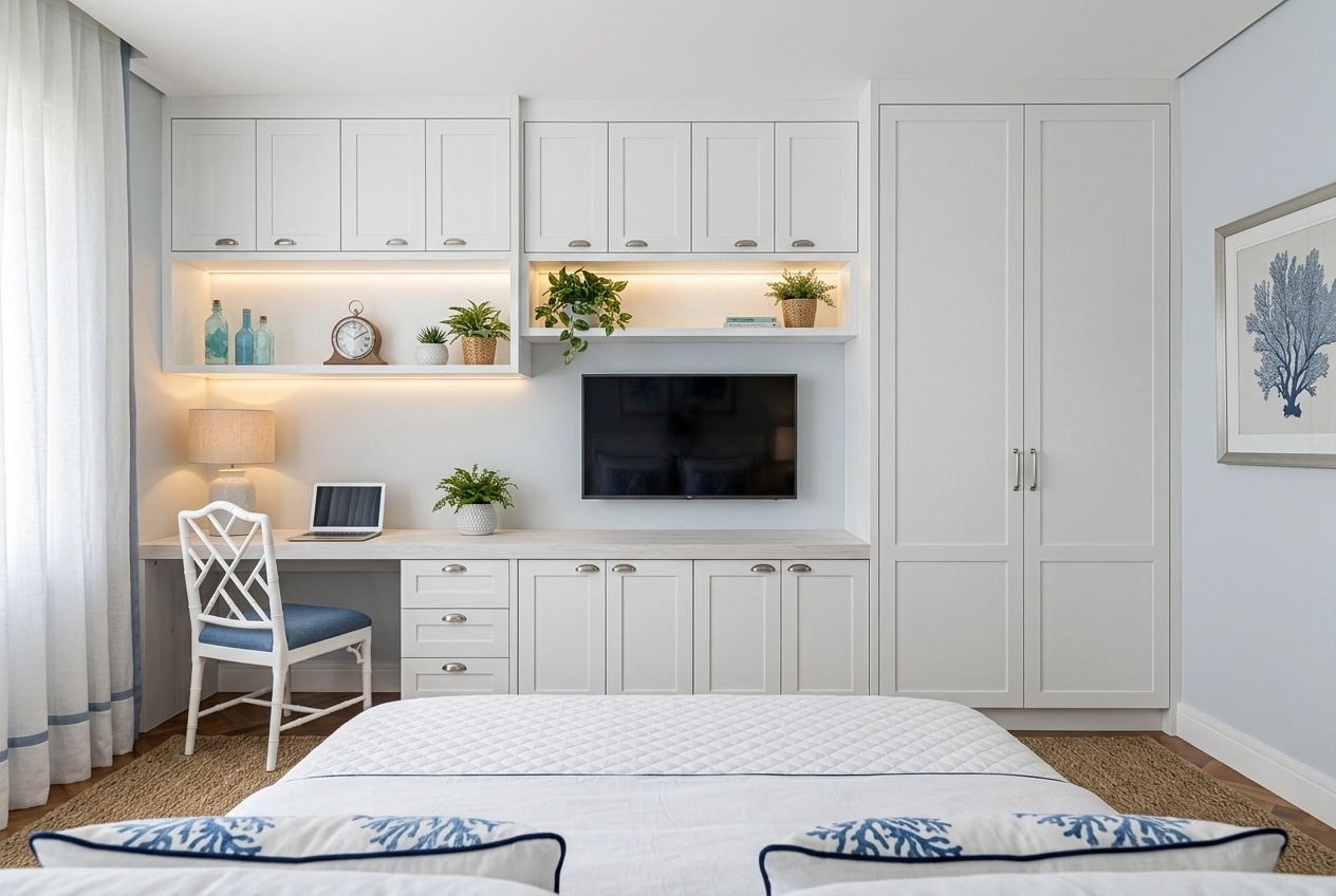 Coastal / Hamptons Bedroom design — interior photo by GenRoom AI
