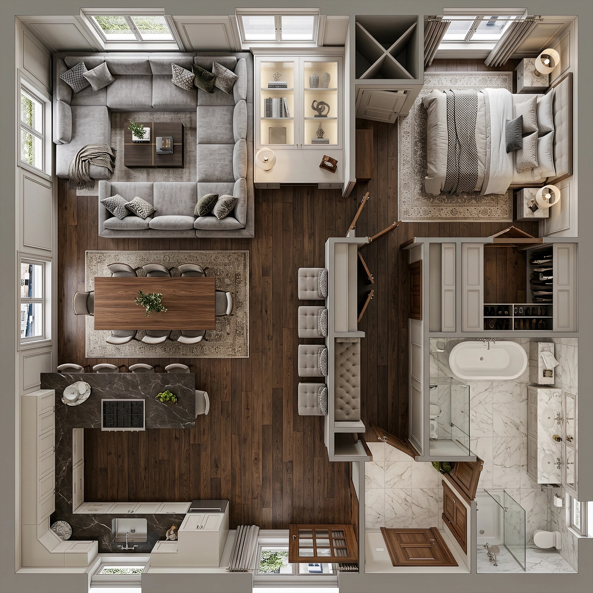 Transitional Living Room design — interior photo by GenRoom AI
