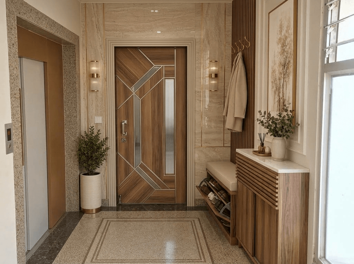 Hallway interior in Neoclassic style — photo by GenRoom AI