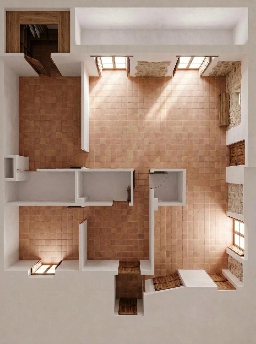 التصميم الداخلي بنمط Mediterranean — غرفة المعيشة من GenRoom AI