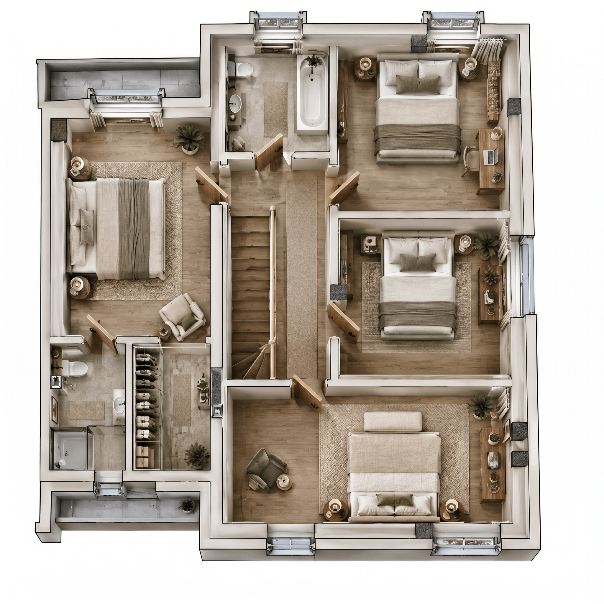 Innenraumdesign im Transitional-Stil — Wohnzimmer von GenRoom AI