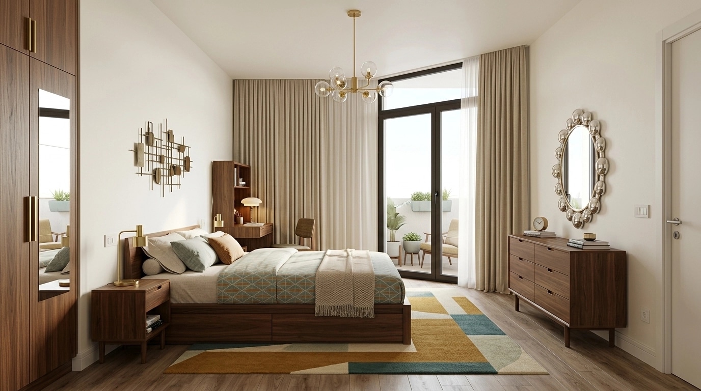 Mid-Century Modern Quarto design — interior photo by GenRoom AI