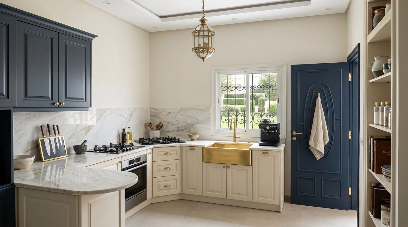 Kitchen interior in Transitional style — photo by GenRoom AI