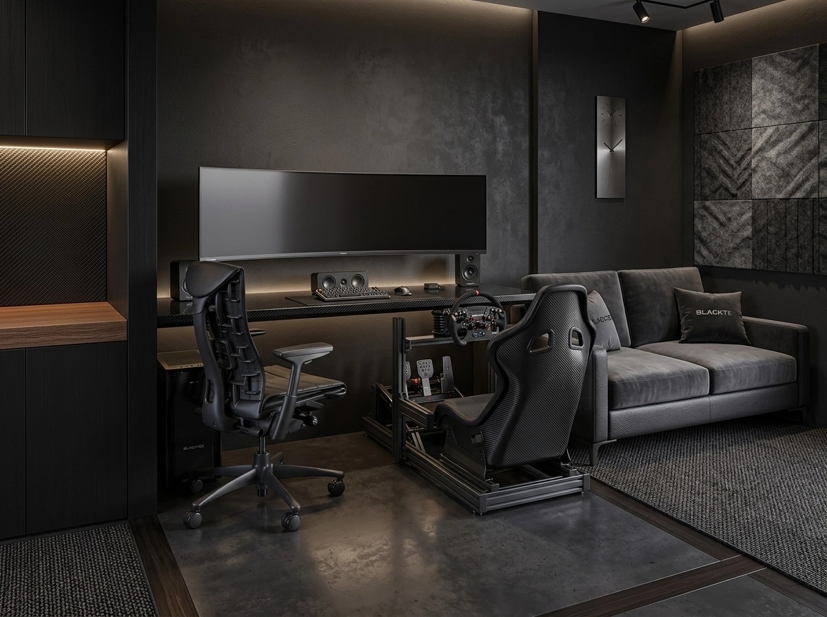 Design d'interni in stile Blacktec — home_office di GenRoom AI