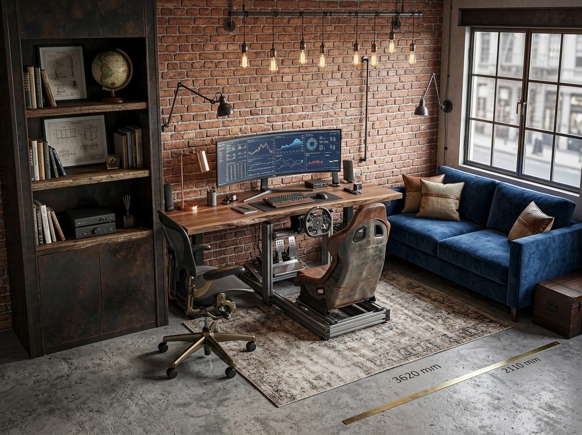 Interior design in Loft / Industrial style — home_office by GenRoom AI