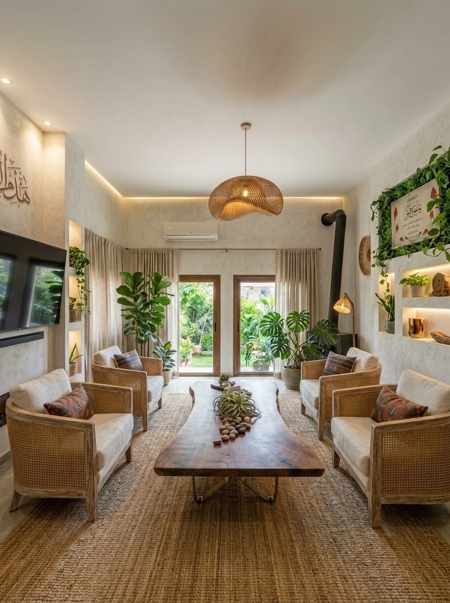 Design de interiores em estilo Biophilic — Sala de Estar por GenRoom AI