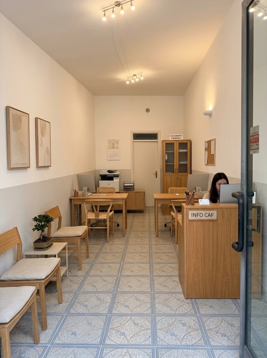 Office interior in Japandi style — photo by GenRoom AI