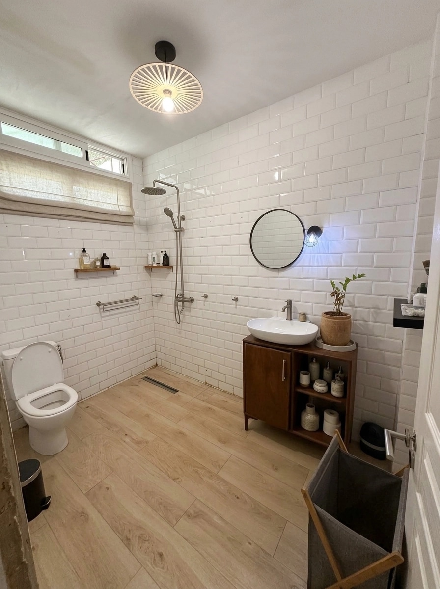 Bathroom interior in Modern Farmhouse style — photo by GenRoom AI