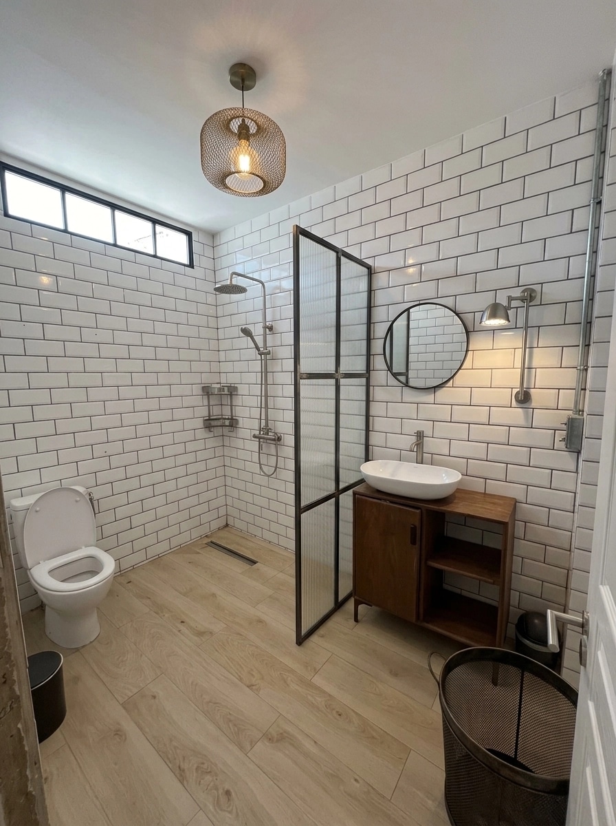 Bathroom interior in Loft / Industrial style — photo by GenRoom AI