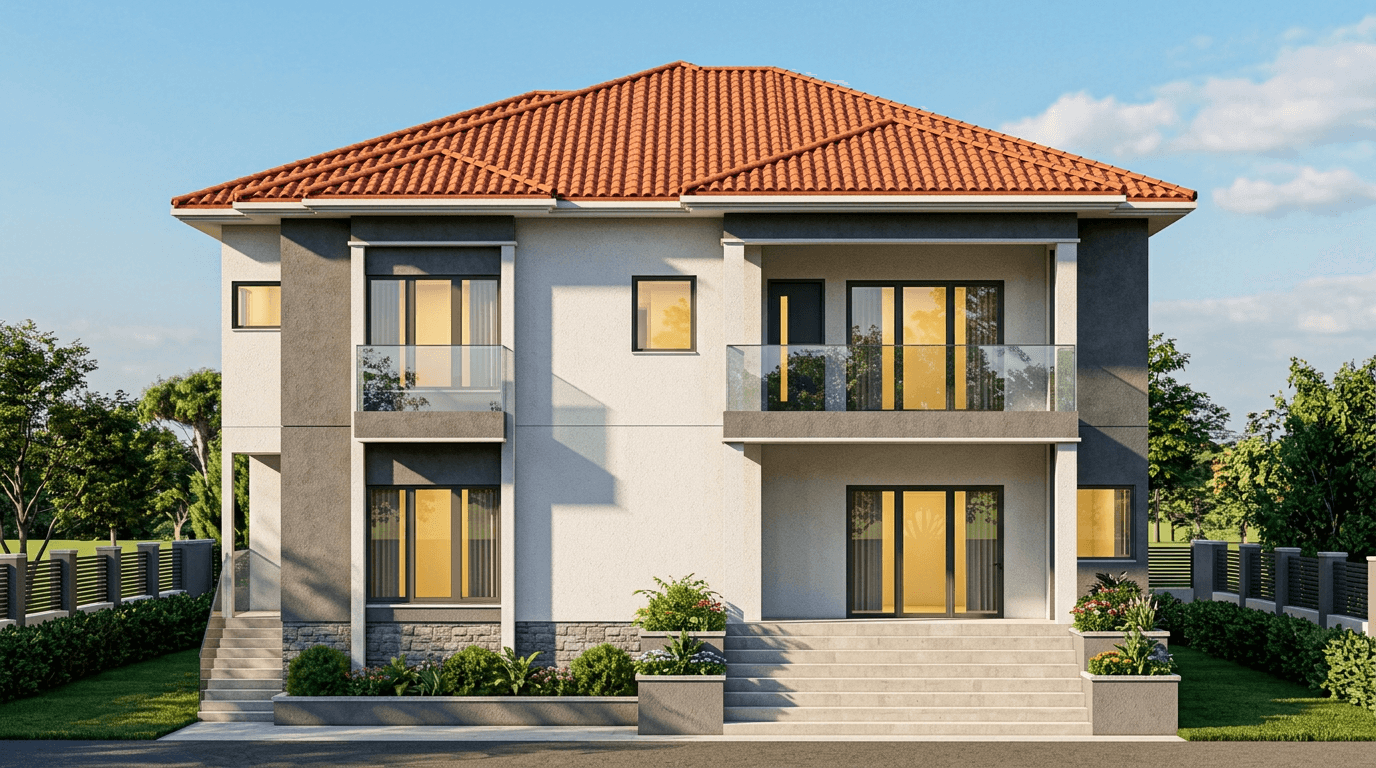 Fasaddesign i stilen Contemporary Facade — Fasad av GenRoom AI
