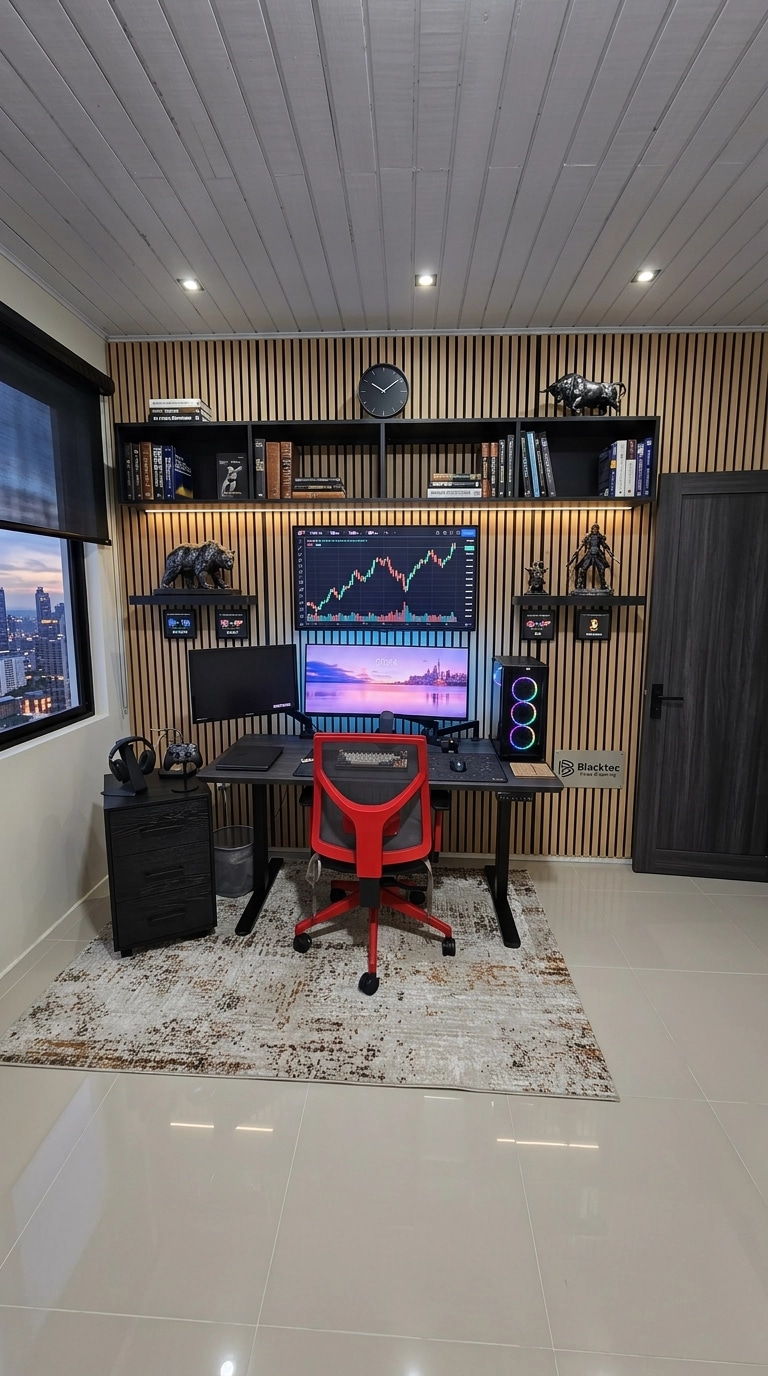 Design d'interni in stile Blacktec — home_office di GenRoom AI