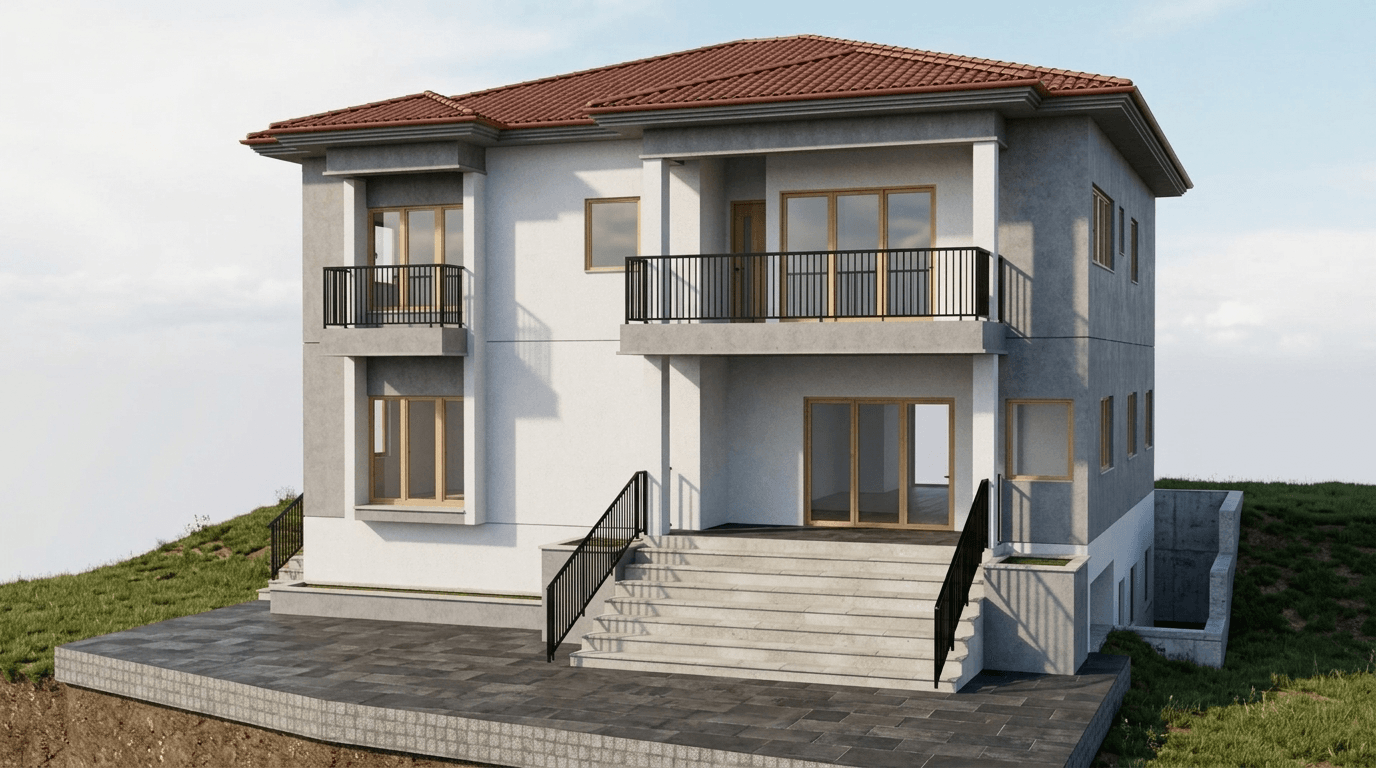 Fasaddesign i stilen Contemporary Facade — Fasad av GenRoom AI