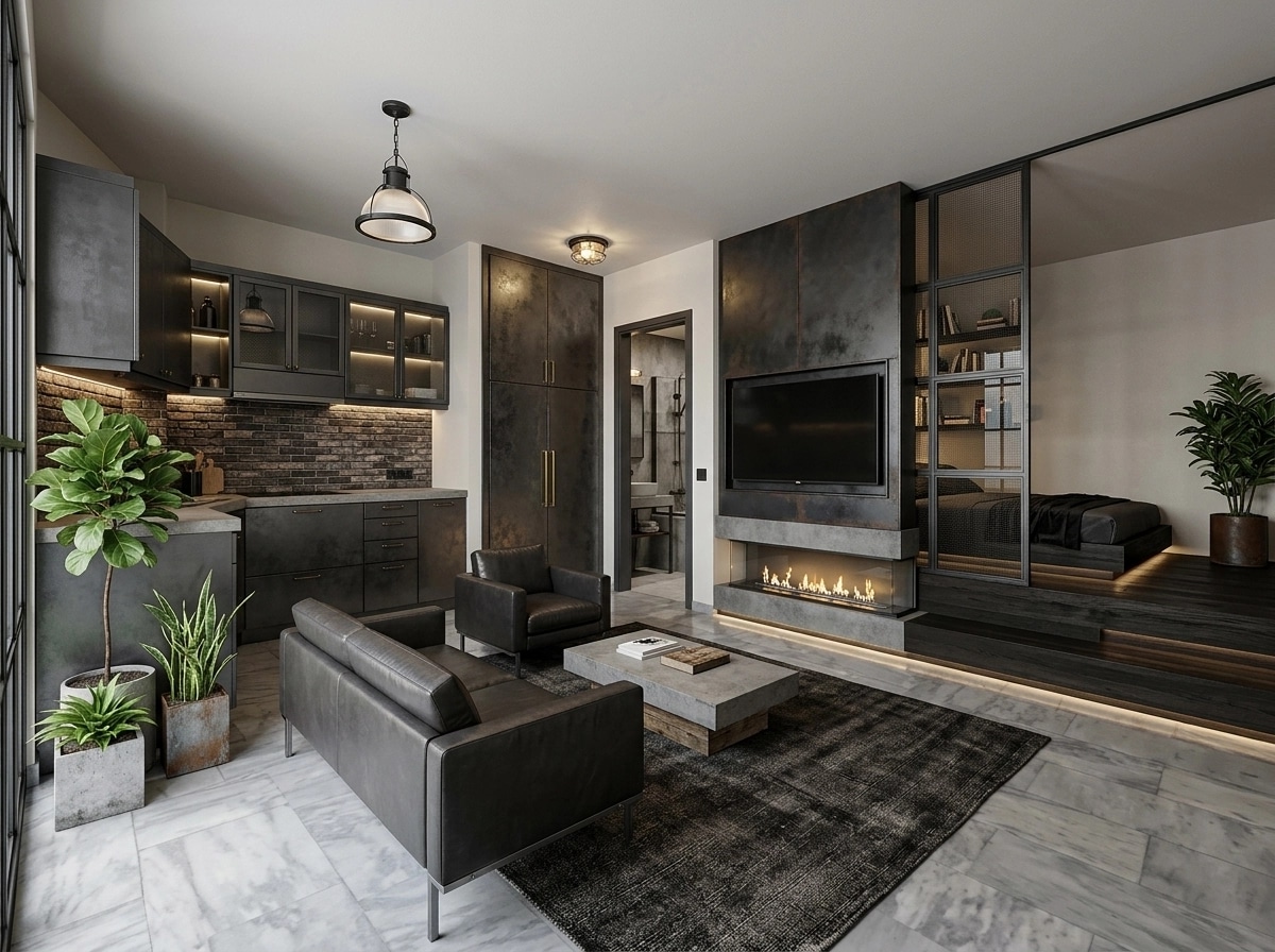 Interior design in Loft / Industrial style — Living Room by GenRoom AI