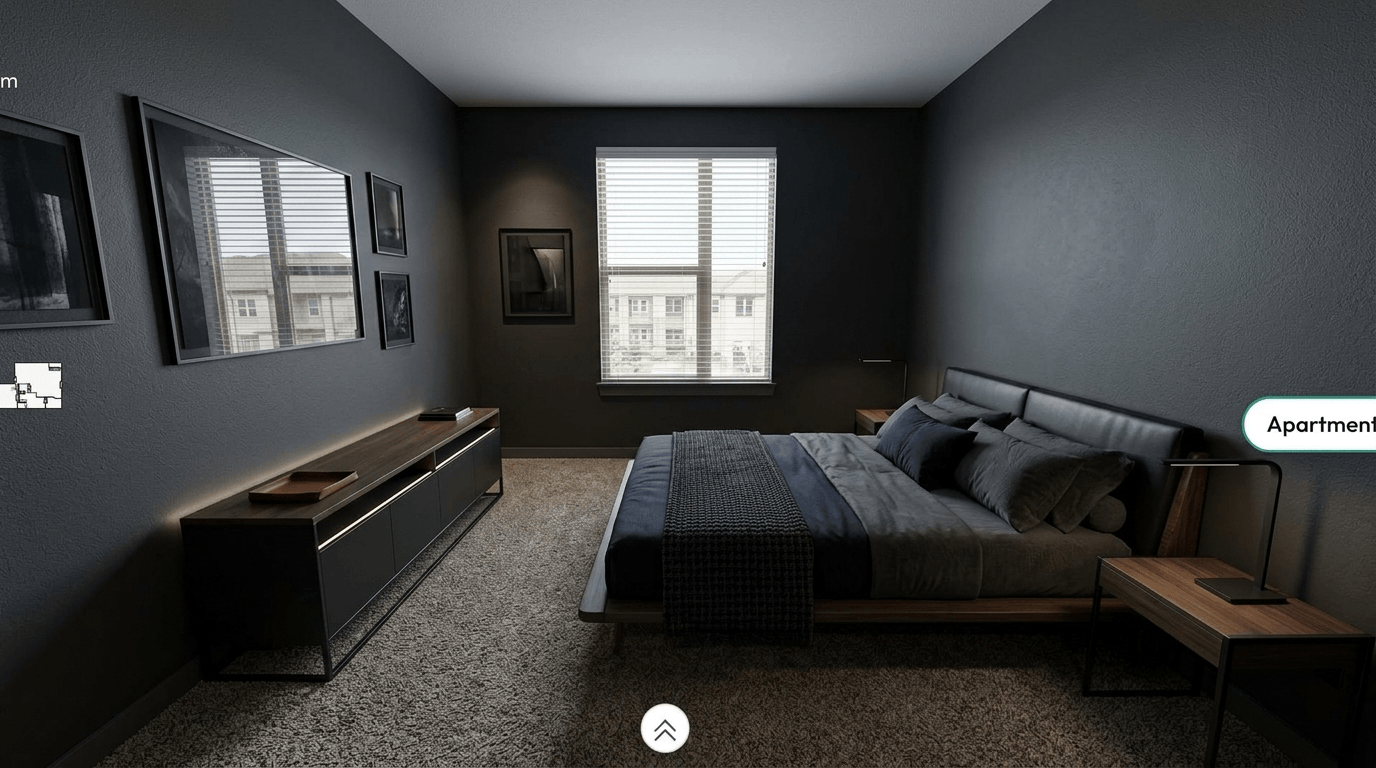 Design d'interni in stile Blacktec — Camera da letto di GenRoom AI