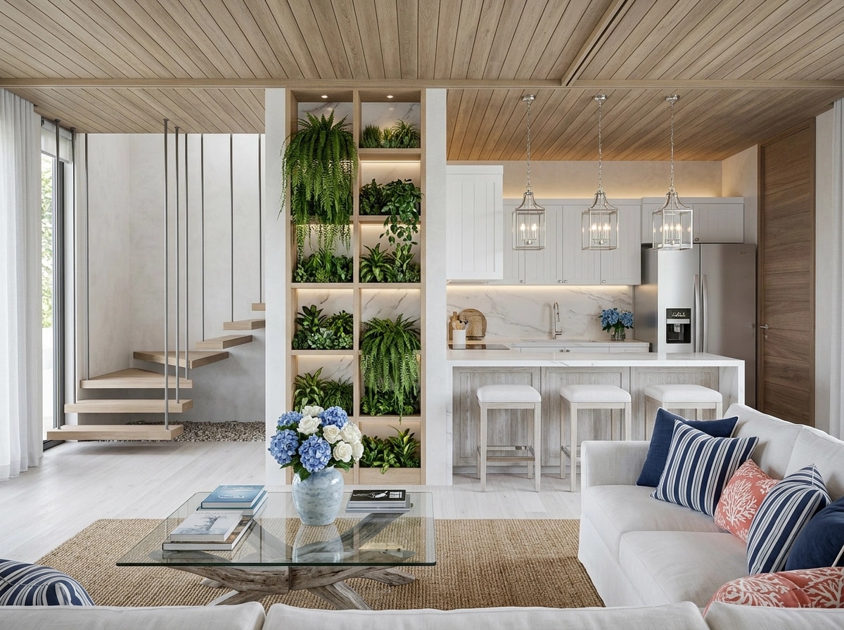 Interior design in Coastal / Hamptons style — Living Room by GenRoom AI