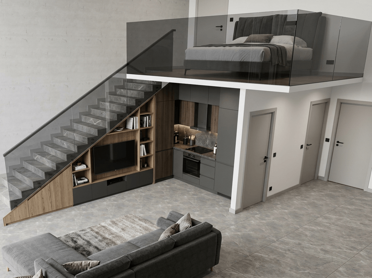 Contemporary ห้องนั่งเล่น design — interior photo by GenRoom AI