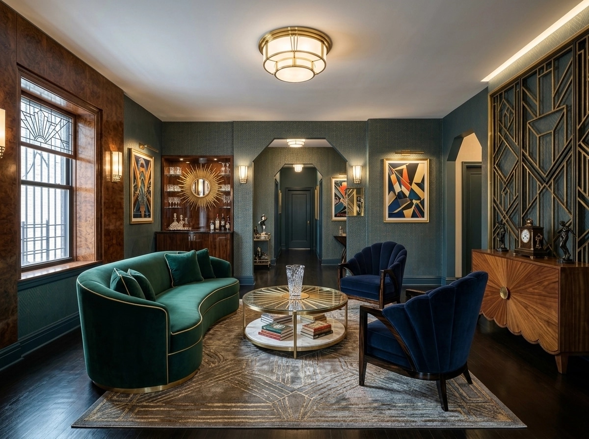 Art Deco Living Room design — interior photo by GenRoom AI