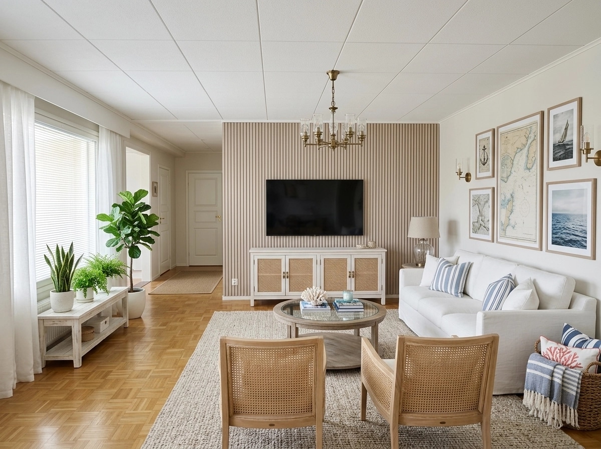 Interior design in Coastal / Hamptons style — Living Room by GenRoom AI