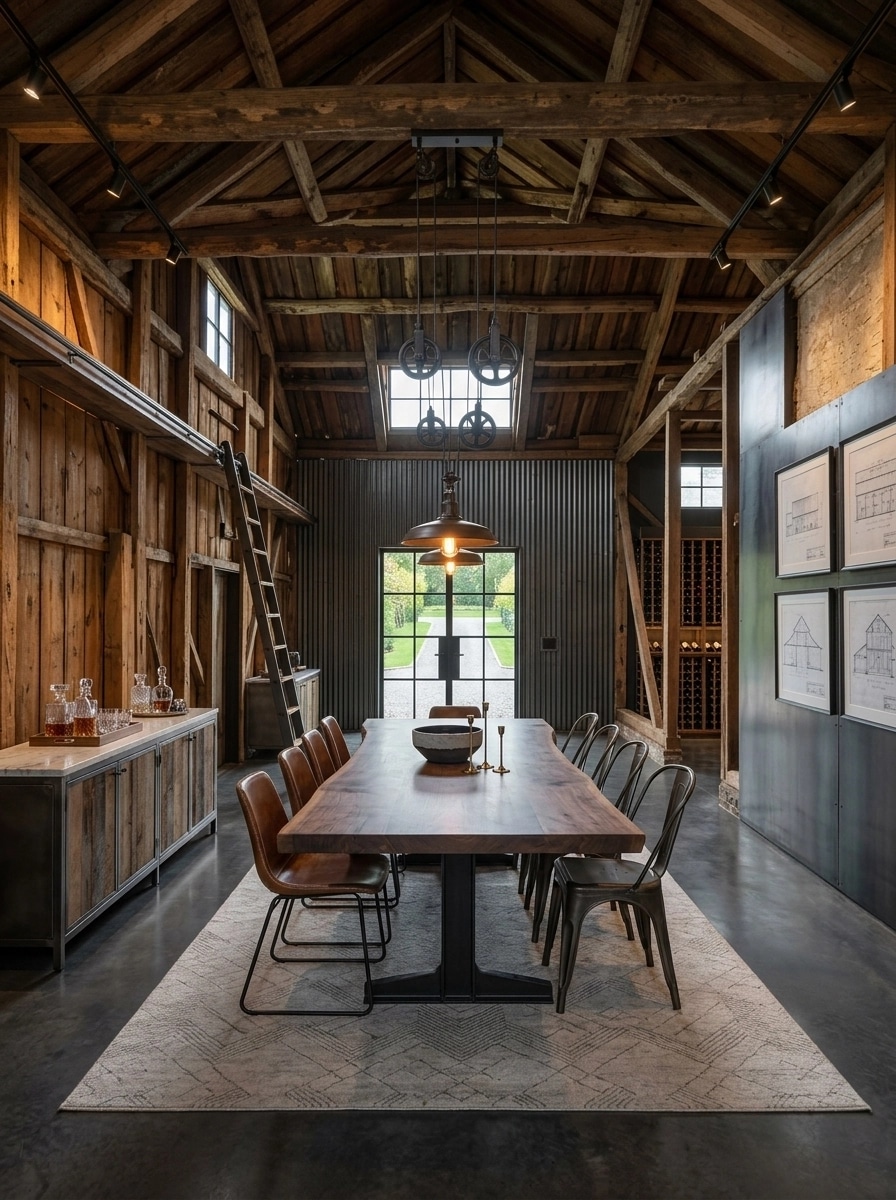 Interior design in Loft / Industrial style — dining_room by GenRoom AI