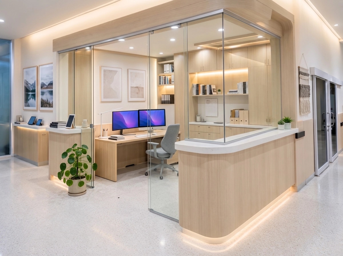 Office interior in Scandinavian style — photo by GenRoom AI