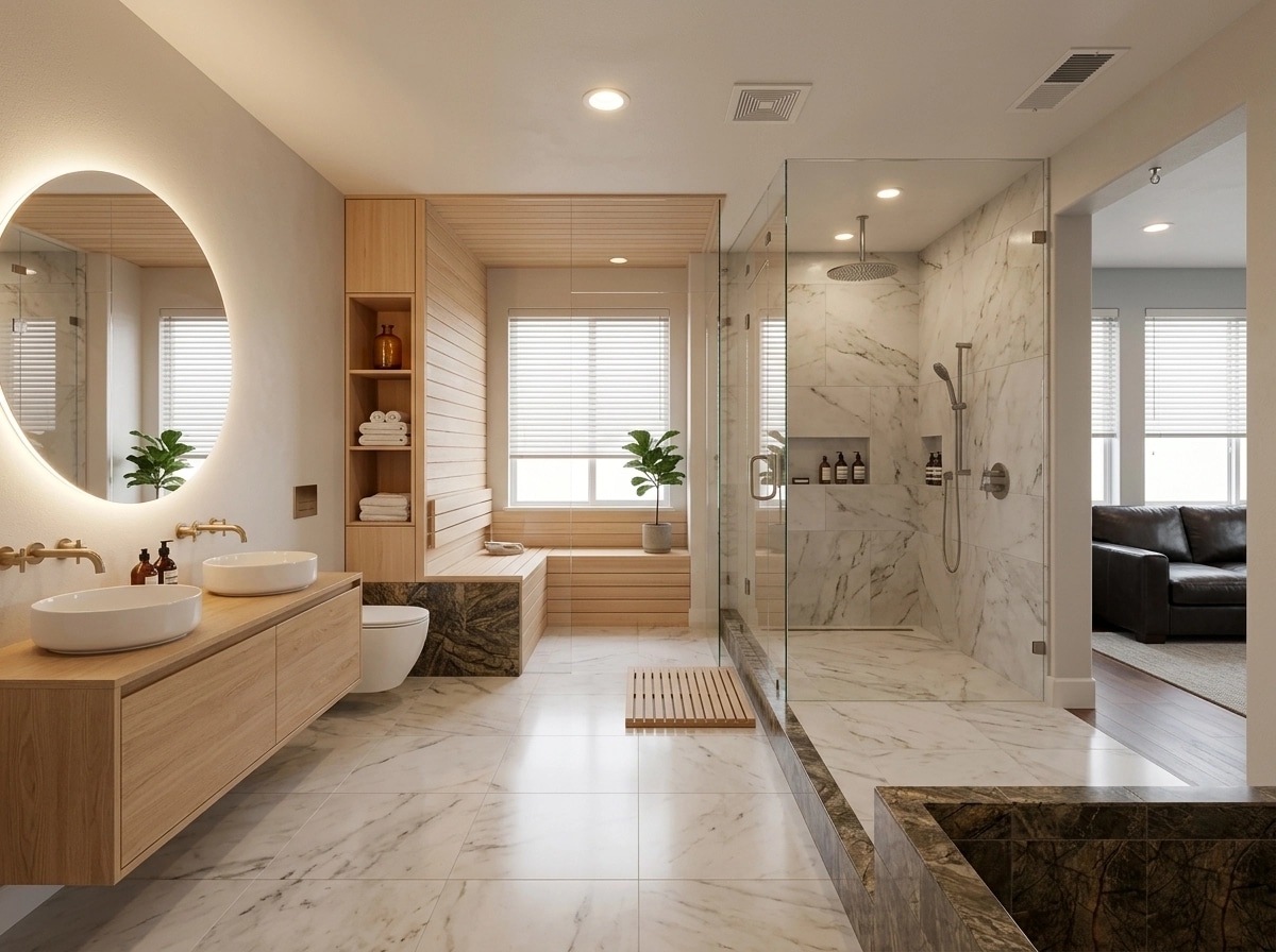 Scandinavian Bathroom design — interior photo by GenRoom AI
