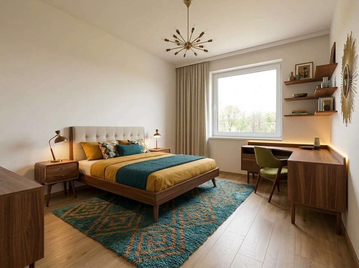 Mid-Century Modern Camera da Letto design — interior photo by GenRoom AI