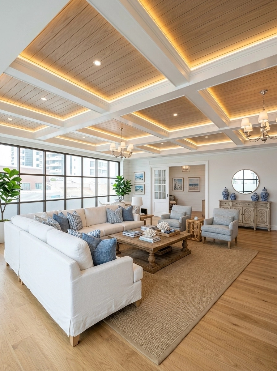 Interior design in Coastal / Hamptons style — Living Room by GenRoom AI
