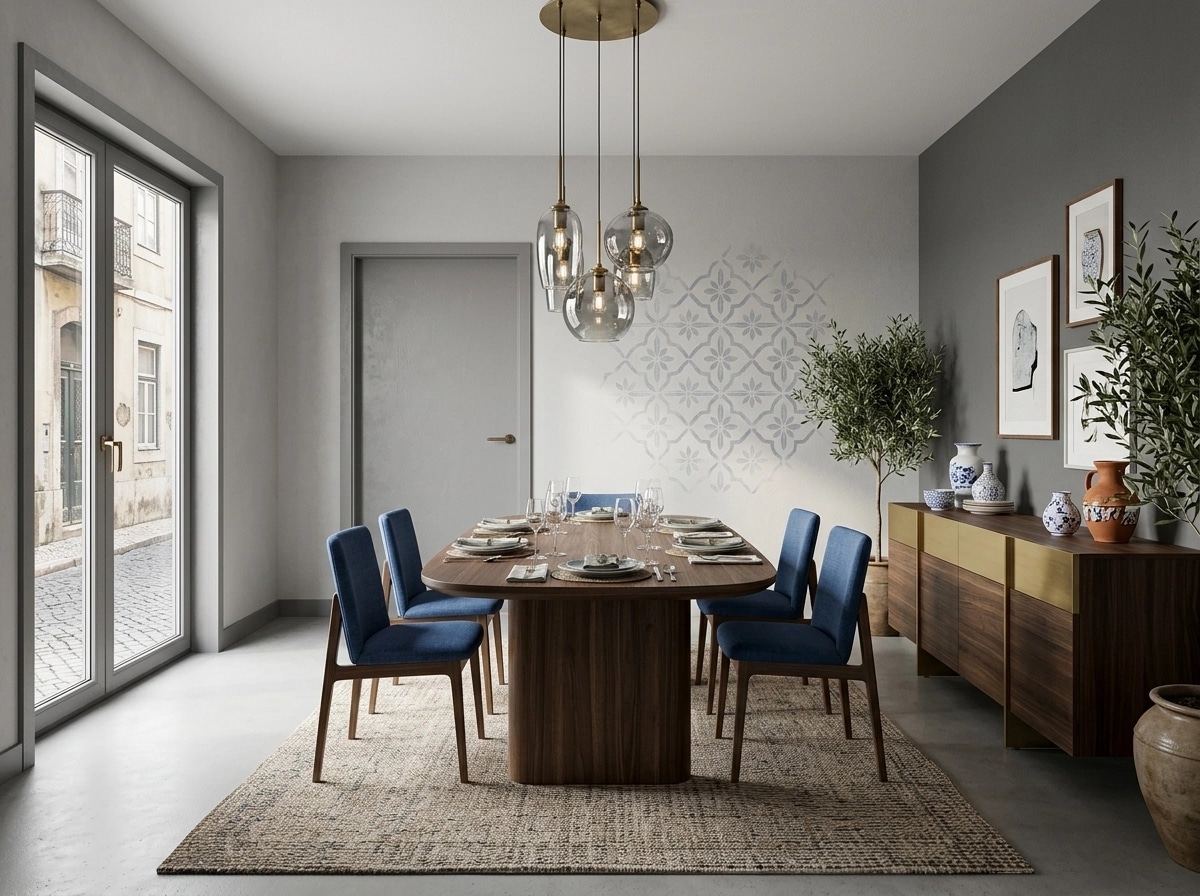 Interior design in Portuguese Modern style — dining_room by GenRoom AI