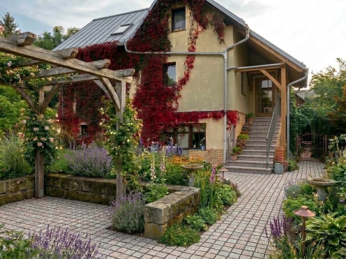 Country Rustic Garden Jardim design — yard photo by GenRoom AI
