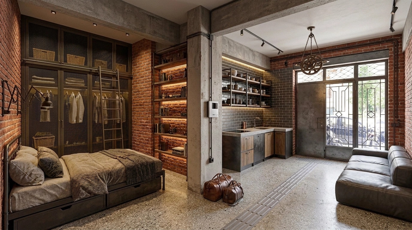 Interior design in Loft / Industrial style — studio by GenRoom AI