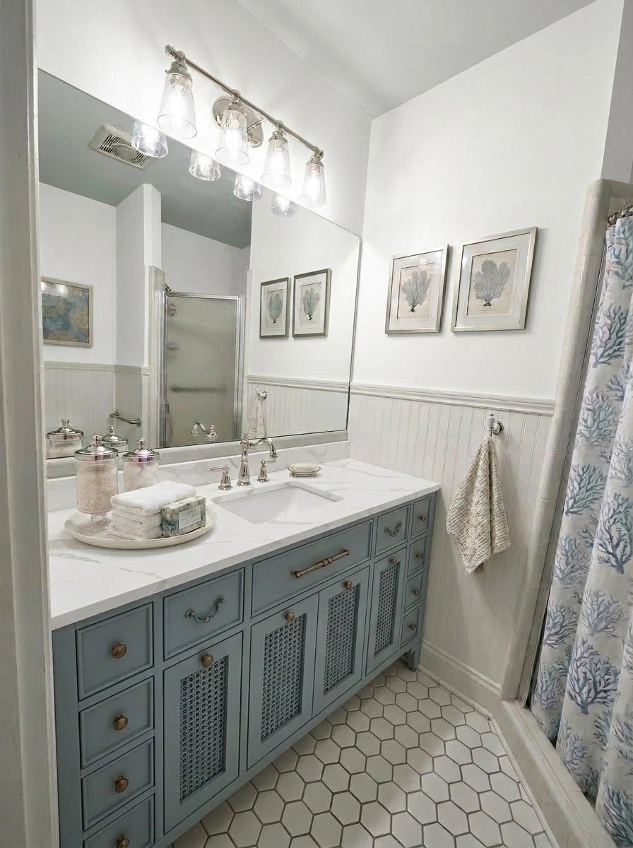 Interior design in Coastal / Hamptons style — Bathroom by GenRoom AI
