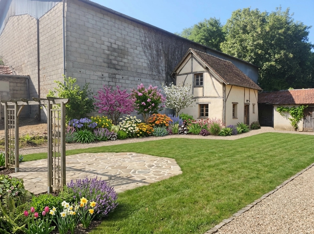 Country Rustic Garden Jardim design — yard photo by GenRoom AI