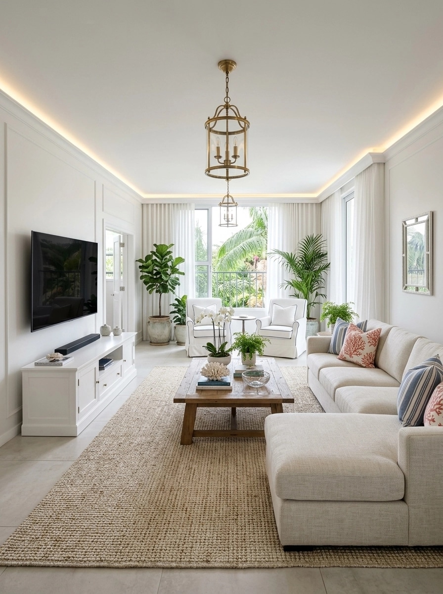 Interior design in Coastal / Hamptons style — Living Room by GenRoom AI