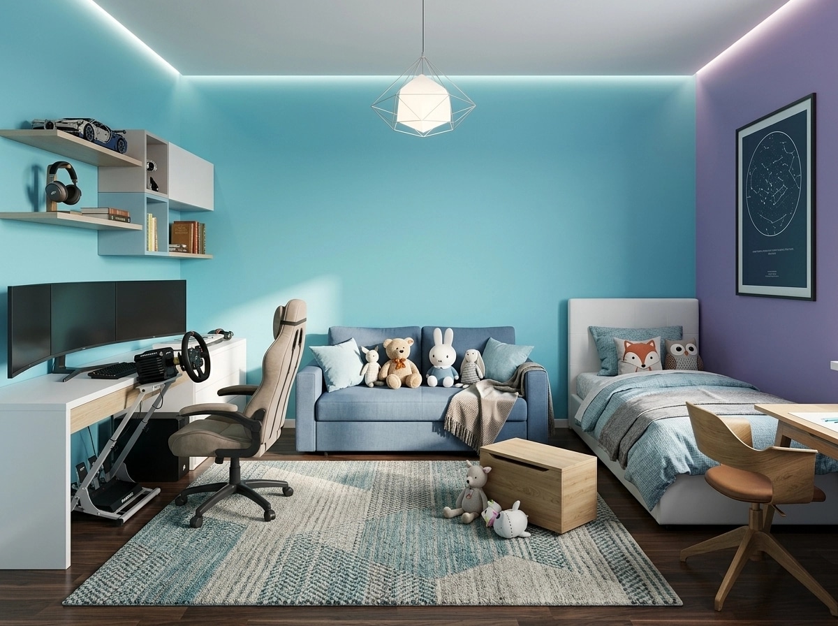 Contemporary Kids Room design — interior photo by GenRoom AI