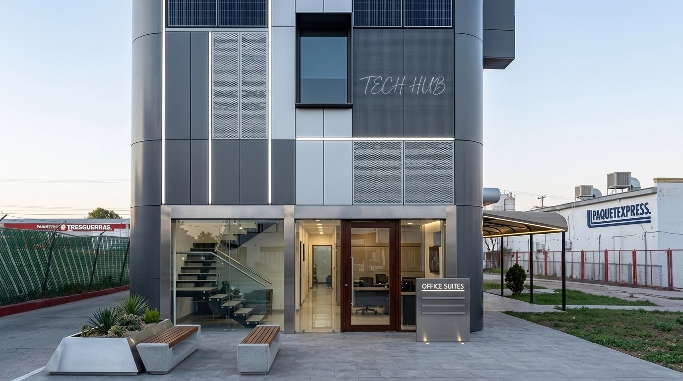 Hi-Tech Facade Facade design — facade photo by GenRoom AI