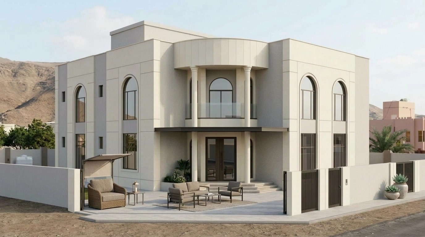 Facade design in Minimalist Facade style — photo by GenRoom AI