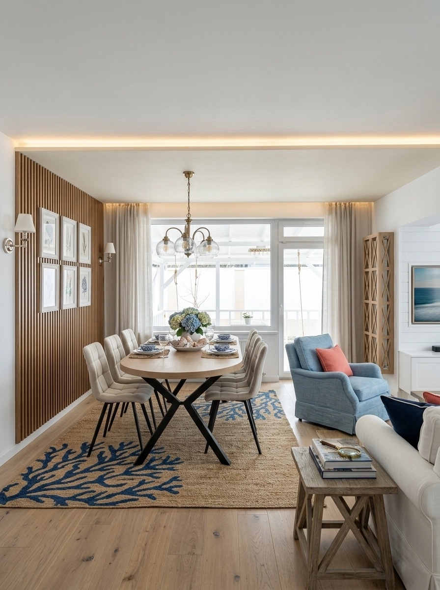 Interior design in Coastal / Hamptons style — Living Room by GenRoom AI