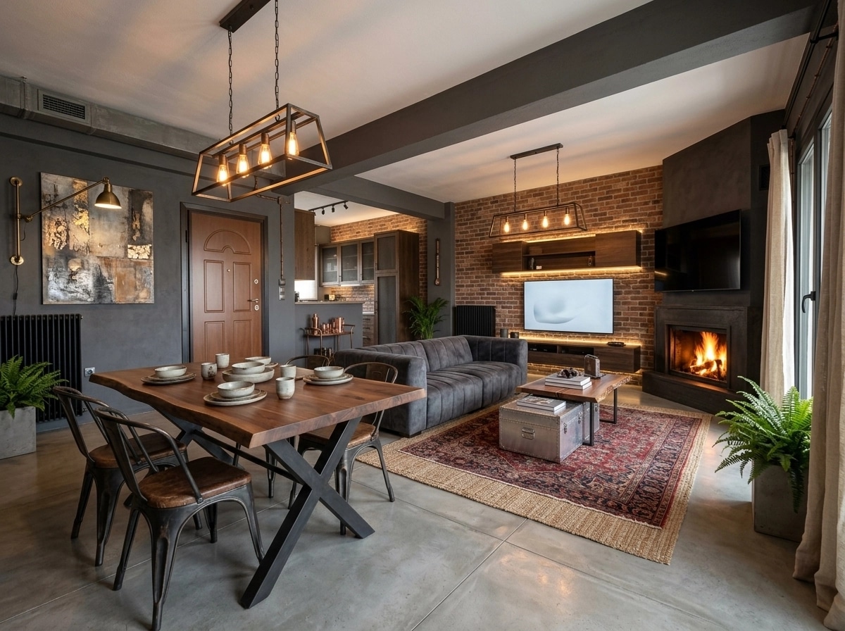 Interior design in Loft / Industrial style — Living Room by GenRoom AI