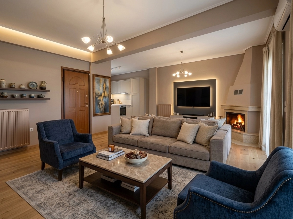 Transitional Living Room design — interior photo by GenRoom AI