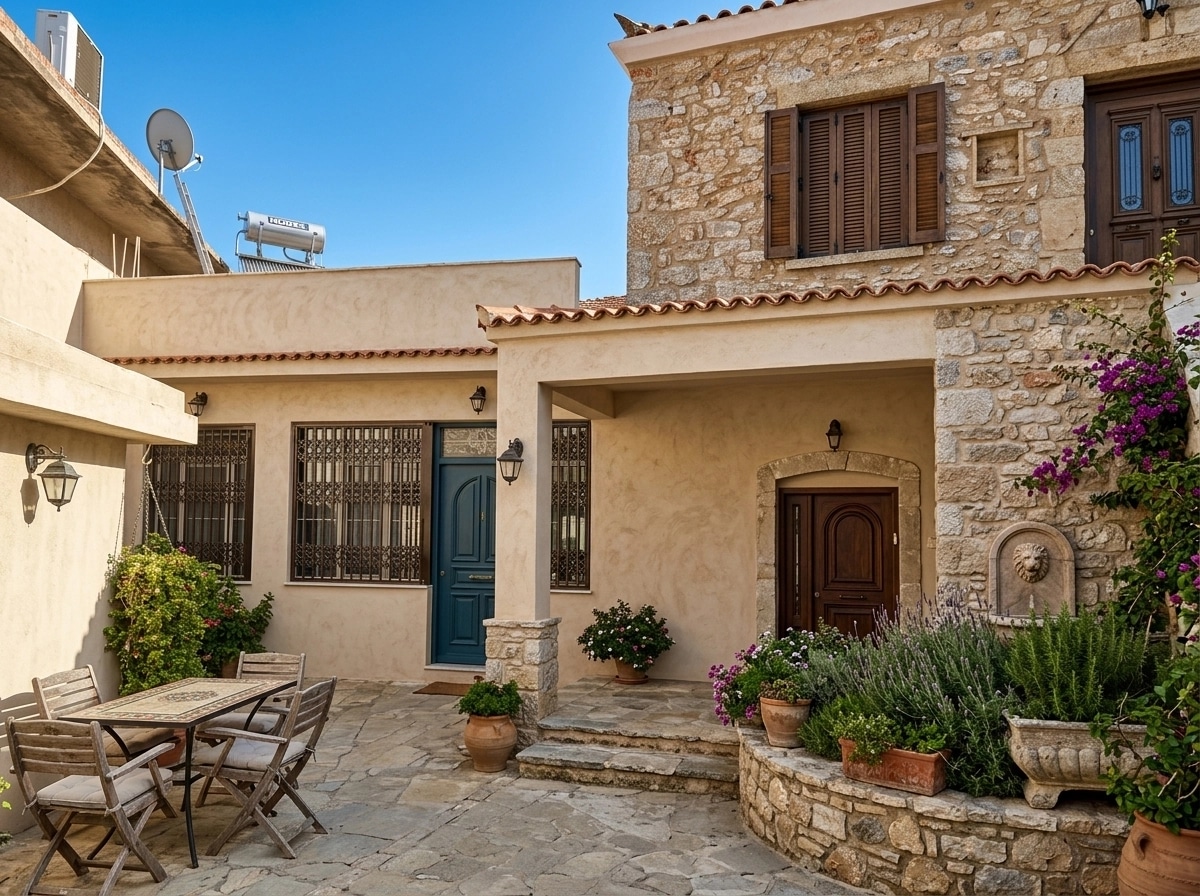 Facade design in Mediterranean Facade style — photo by GenRoom AI